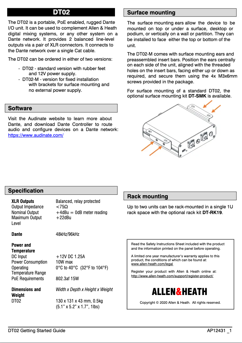 Image de la première page du manuel de l'appareil DT02