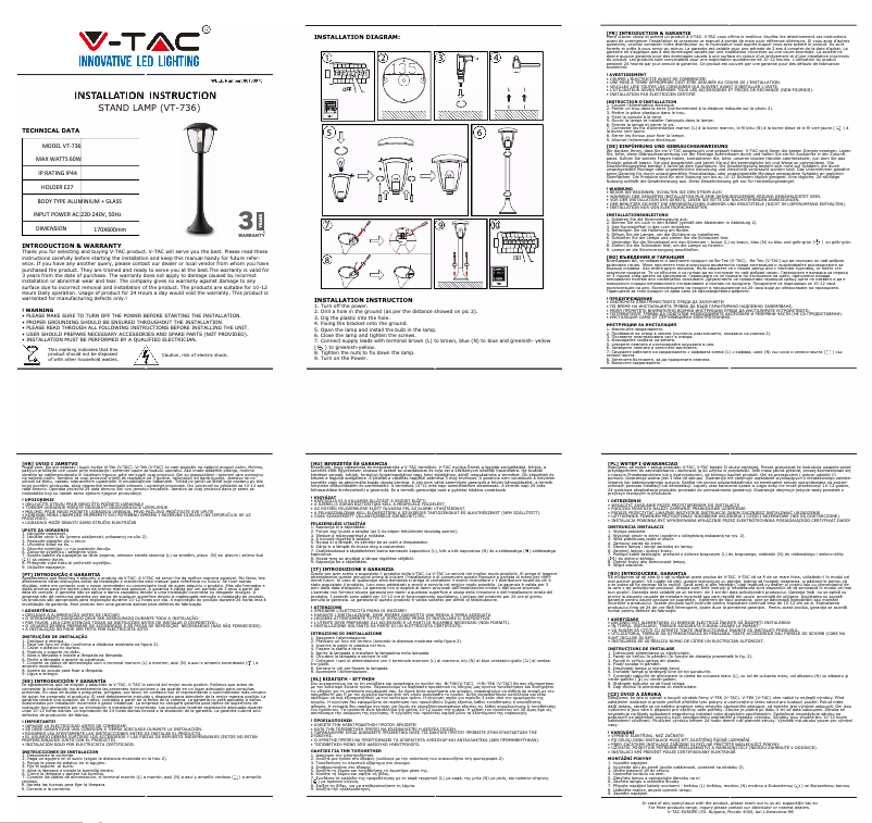Page n°1 - Manuel utilisateur V-TAC VT-736