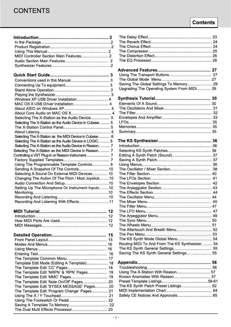 Imagen de la primera página del manual del dispositivo X-Station 61