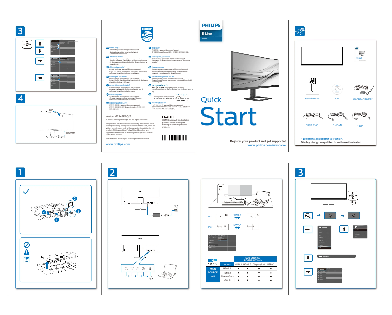 Page n°1 - Guide de démarrage rapide Philips 343E2E