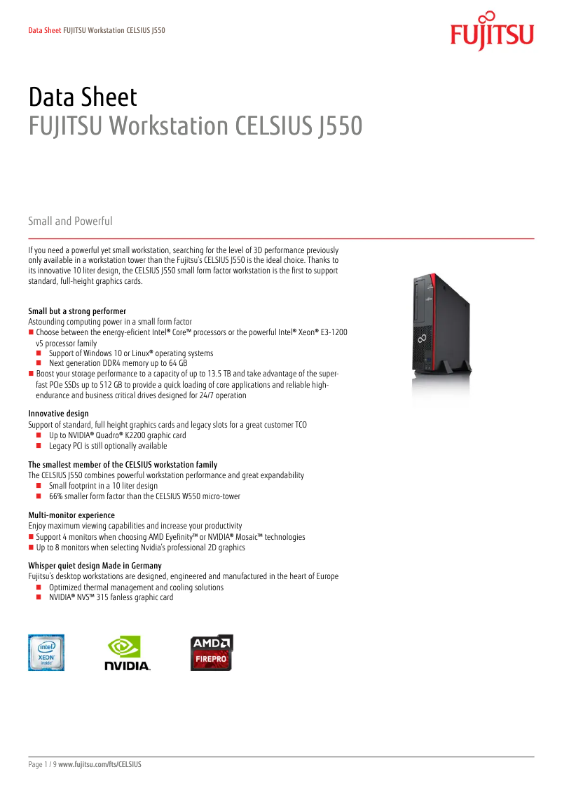Page 1 de la notice Manuel utilisateur Fujitsu CELSIUS J550
