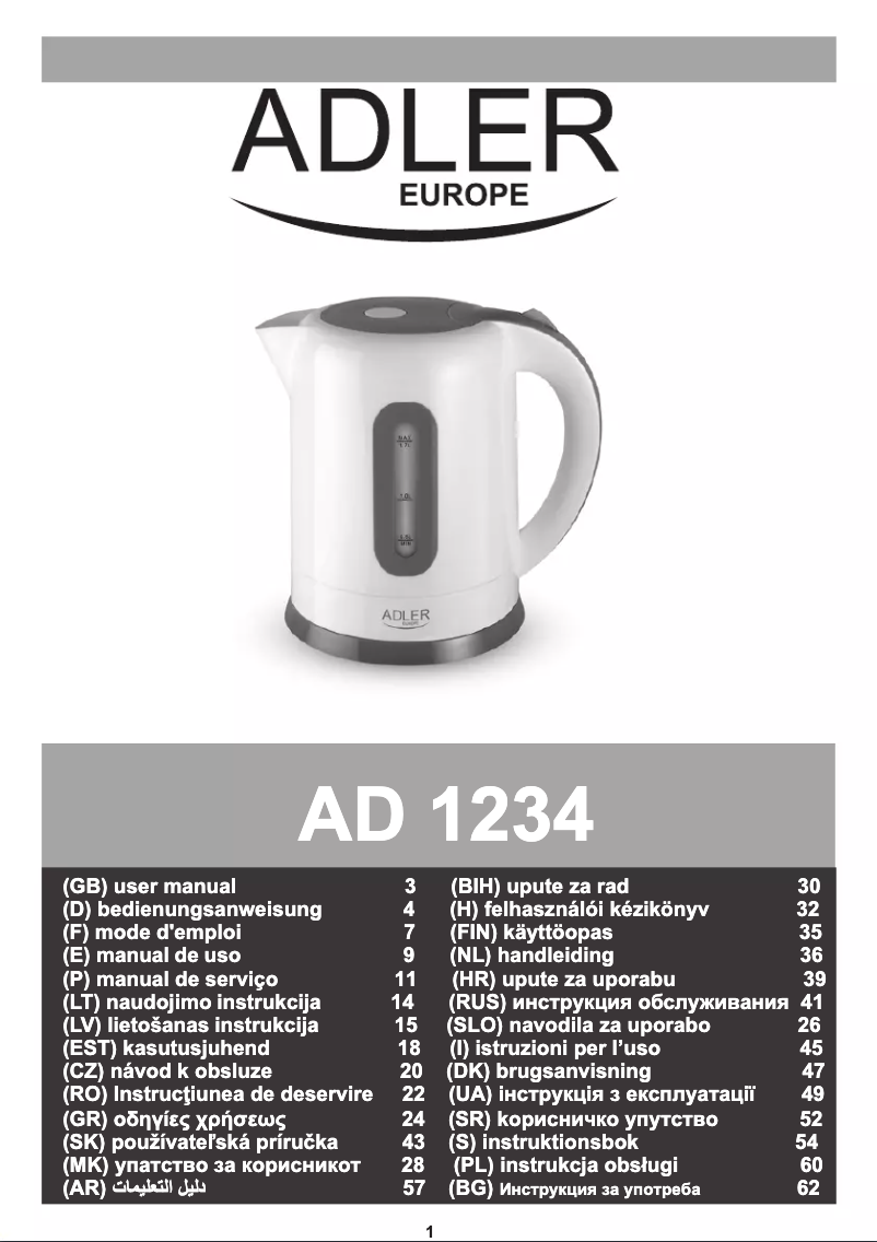 Page n°1 - Manuel utilisateur Adler AD 1234