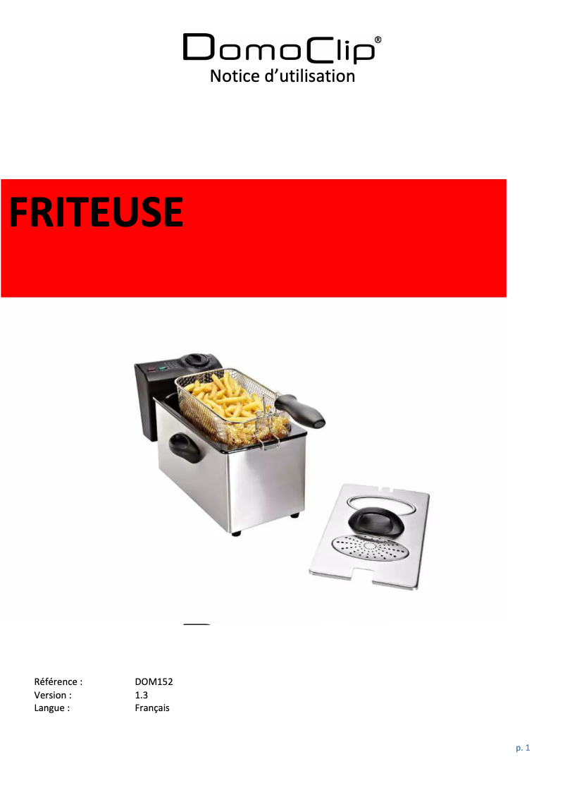 Page 1 de la notice Manuel utilisateur Domoclip DOM152