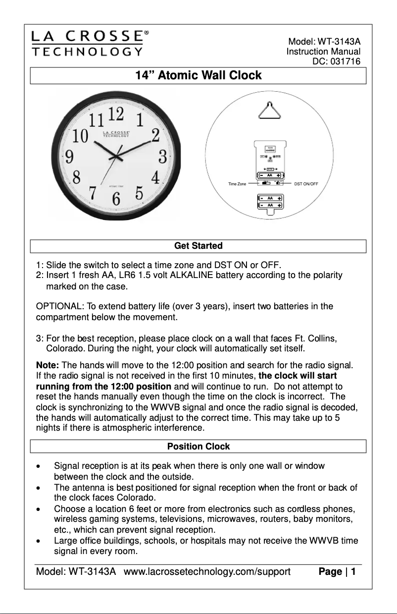 Page n°1 - Manuel utilisateur La Crosse Technology WT-3143AX1