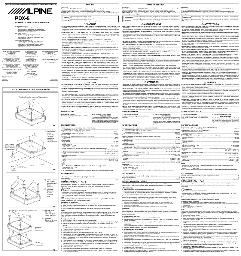 Page 1 de la notice Manuel utilisateur Alpine PDX-5