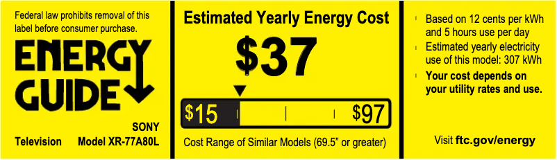 Página 1 del manual Etiqueta energética Sony XR-77A80L