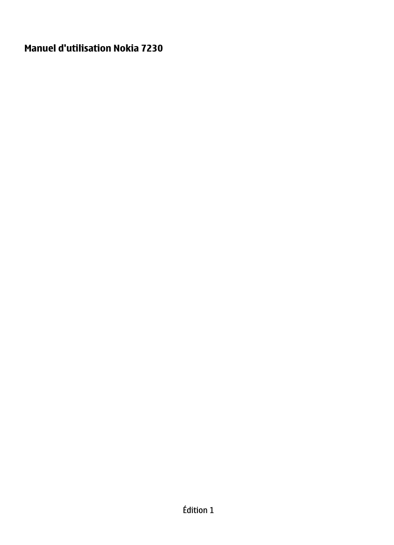 Page 1 de la notice Manuel utilisateur Nokia 7230