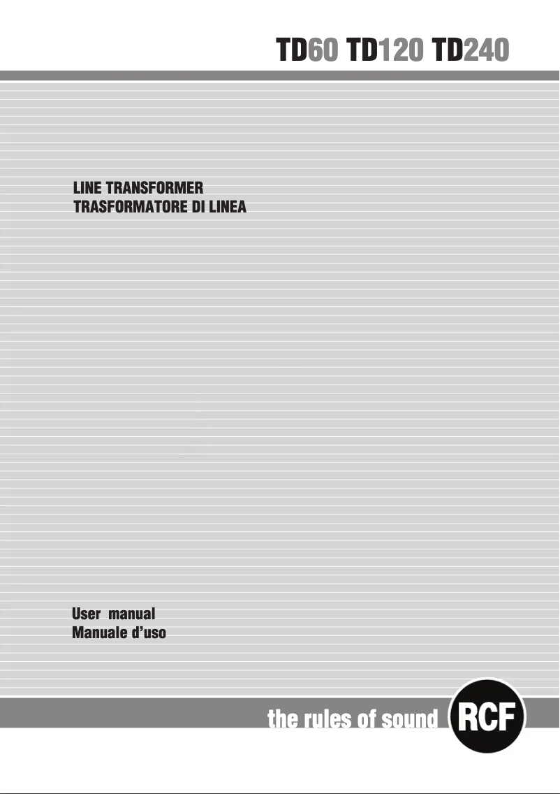 Page 1 de la notice Manuel utilisateur RCF TD 240