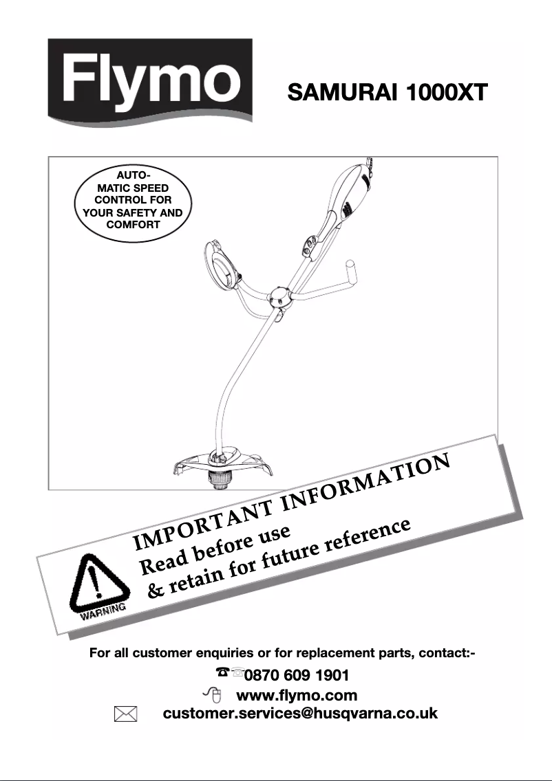 Page 1 de la notice Manuel utilisateur Flymo Samurai 1000 XT