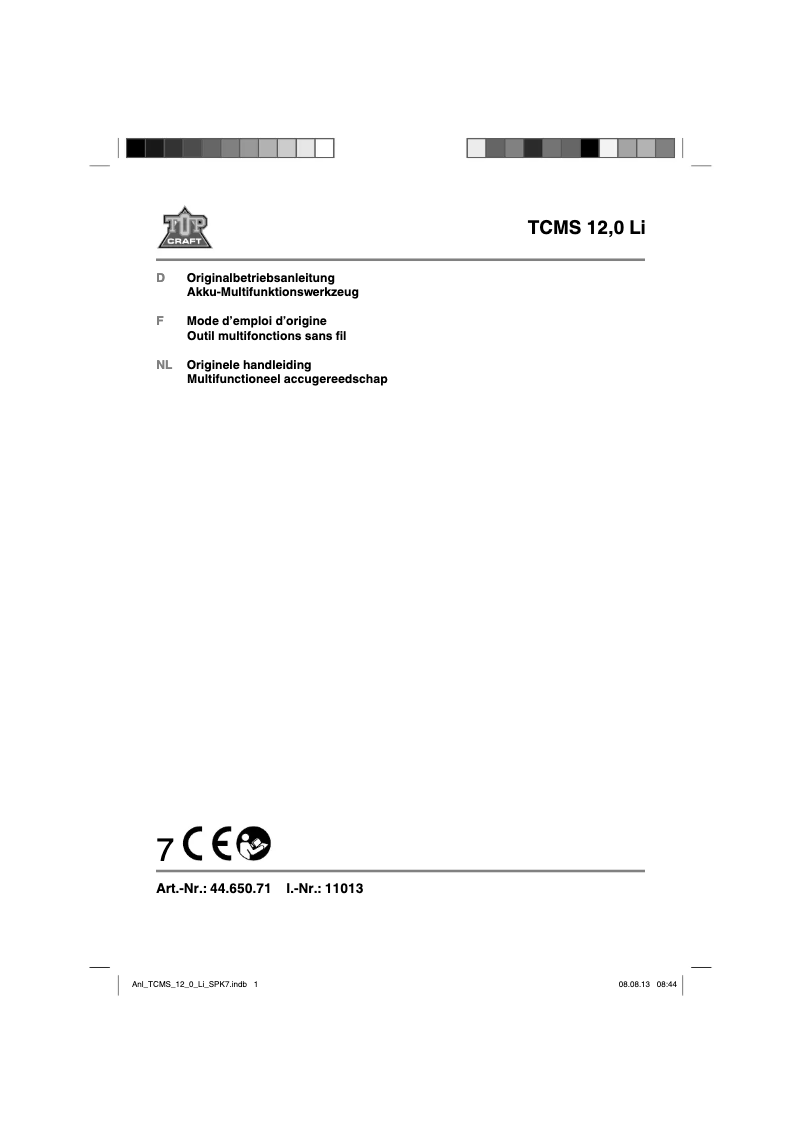 Page 1 de la notice Manuel utilisateur Topcraft TCMS 120