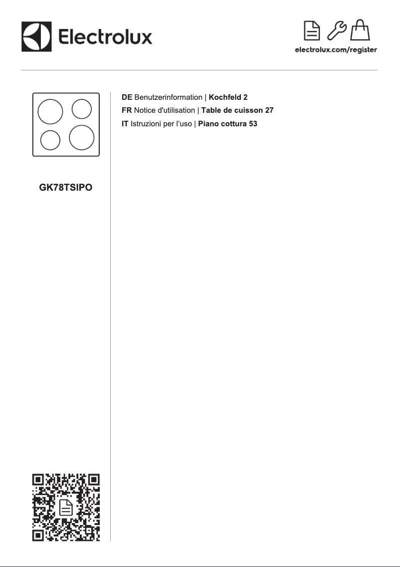 Image de la première page du manuel de l'appareil GK78TSIPO