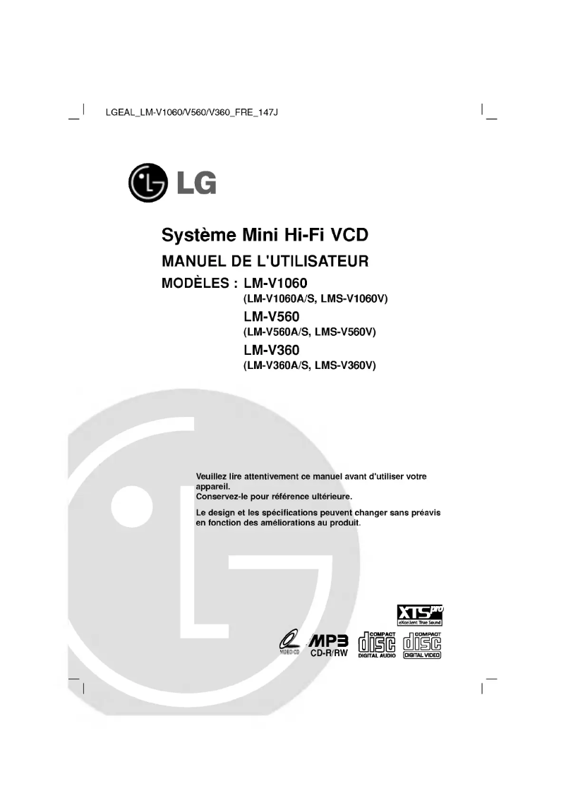 Page 1 de la notice Manuel utilisateur LG LM-V1060A
