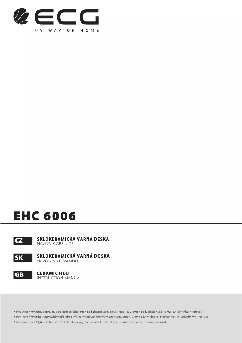 Image de la première page du manuel de l'appareil EHC 6006