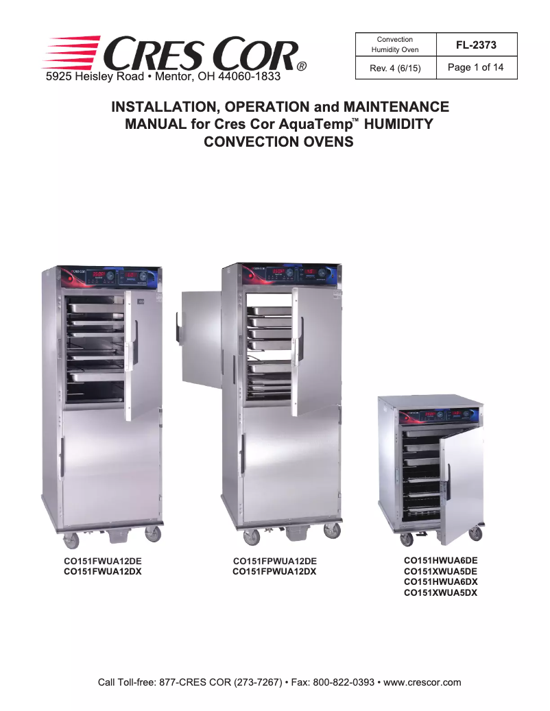 Image de la première page du manuel de l'appareil CO151HWUA6DX