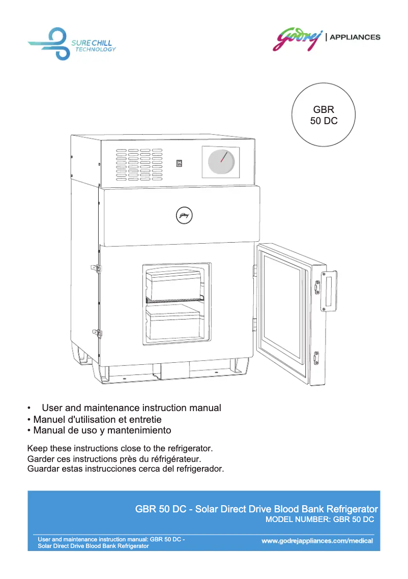 Page n°1 - Manuel utilisateur Godrej GBR 50 DC