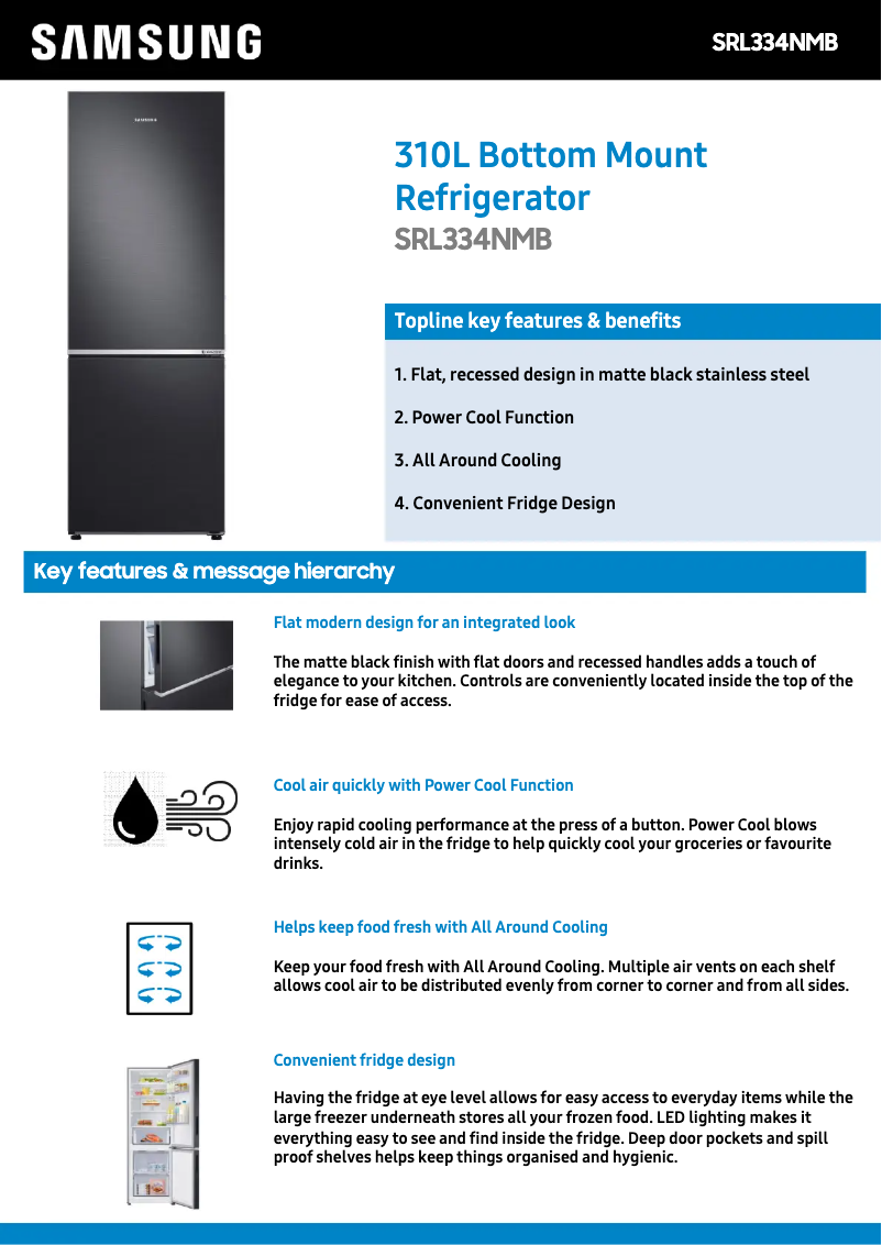 Page n°1 - Fiche technique Samsung SRL334NMB