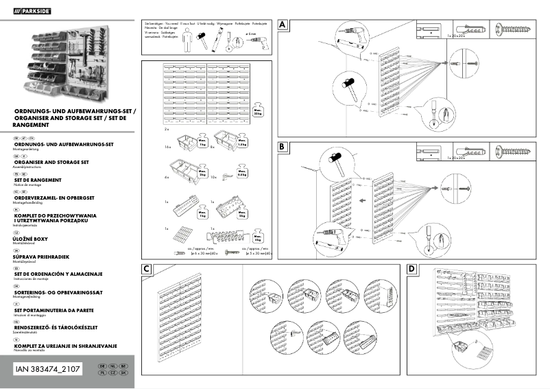 Page 1 de la notice Manuel utilisateur Parkside IAN 383474