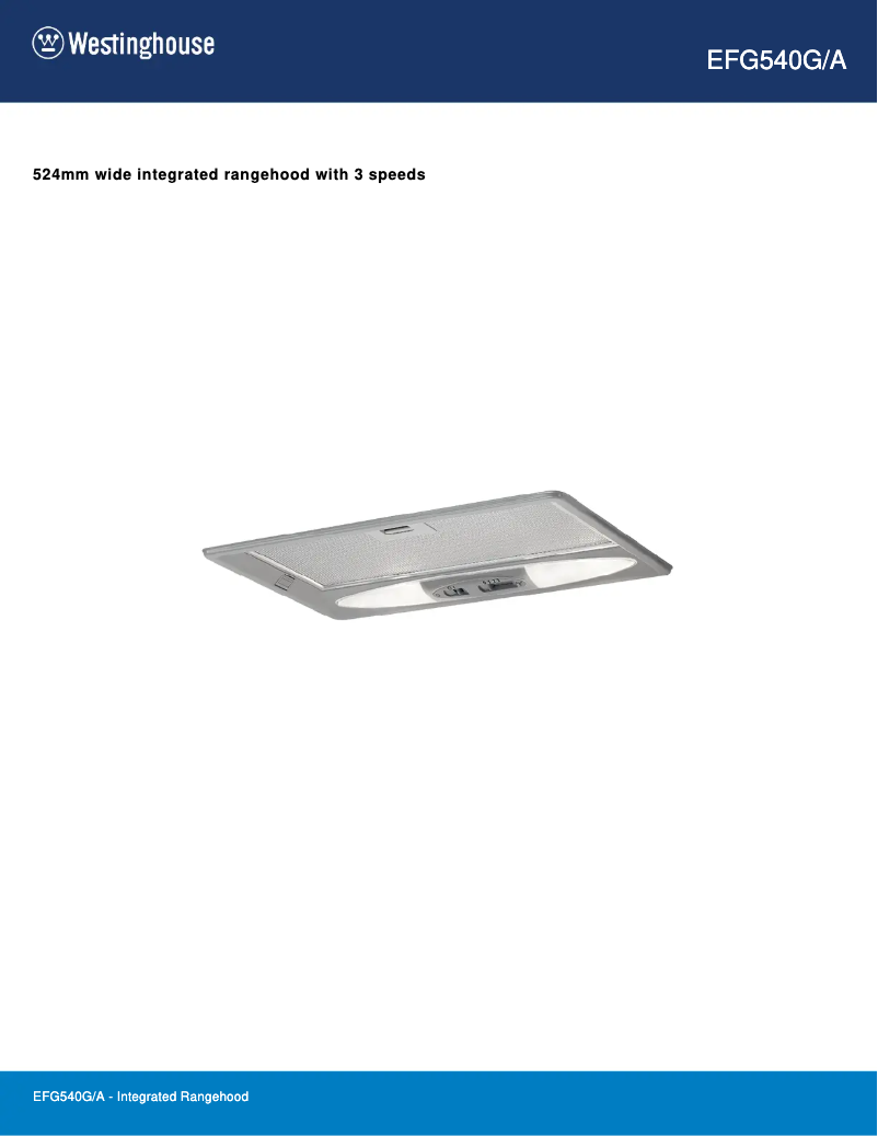 Page 1 de la notice Fiche technique Westinghouse EFG540G/A