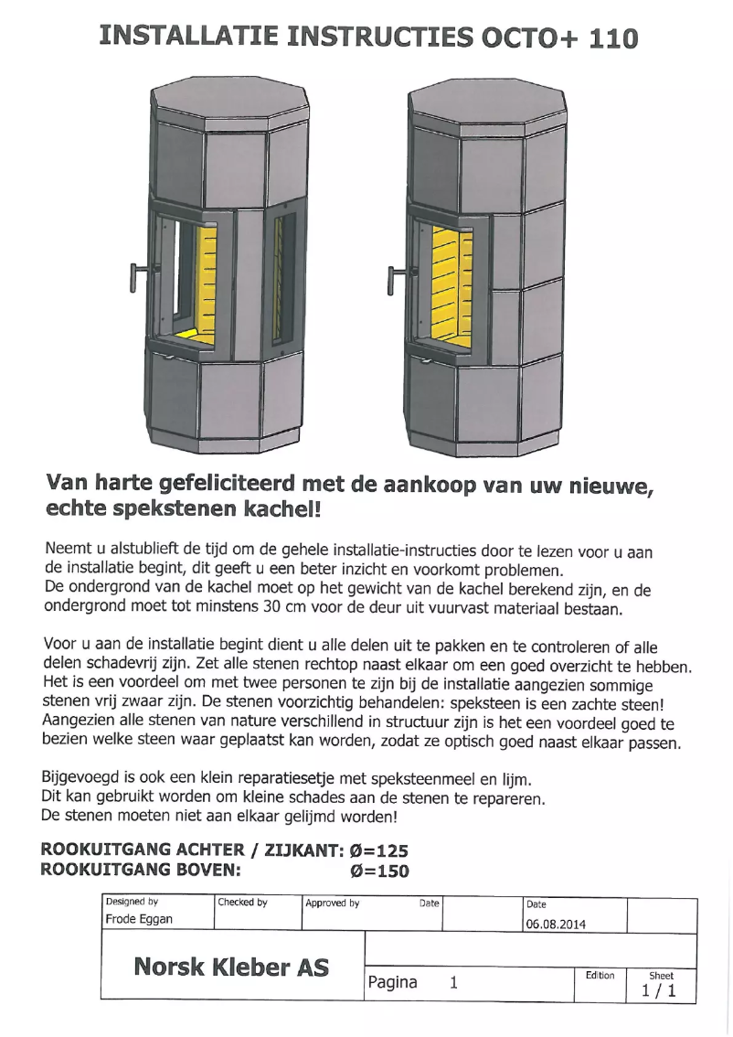 Page 1 de la notice Manuel utilisateur Norsk Kleber Octo + 110