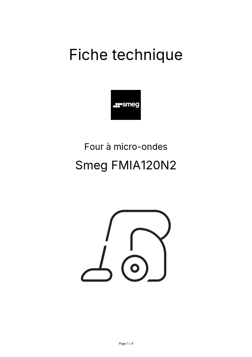 Page n°1 - Fiche technique Smeg FMIA120N2
