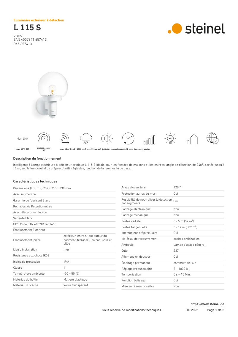 Image de la première page du manuel de l'appareil L 115 S