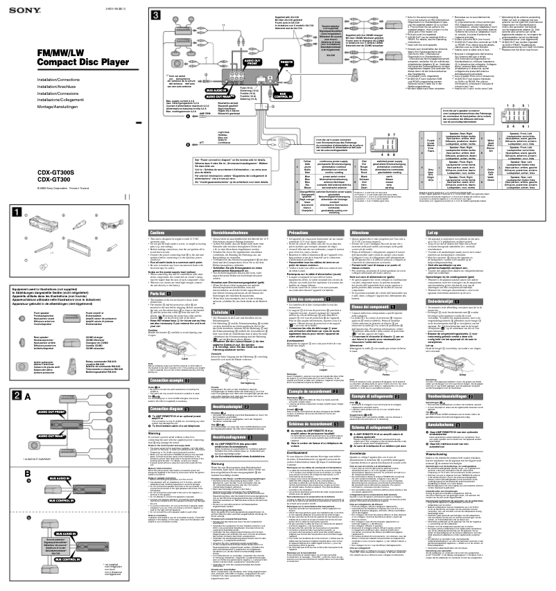 Image de la première page du manuel de l'appareil CDX-GT300S