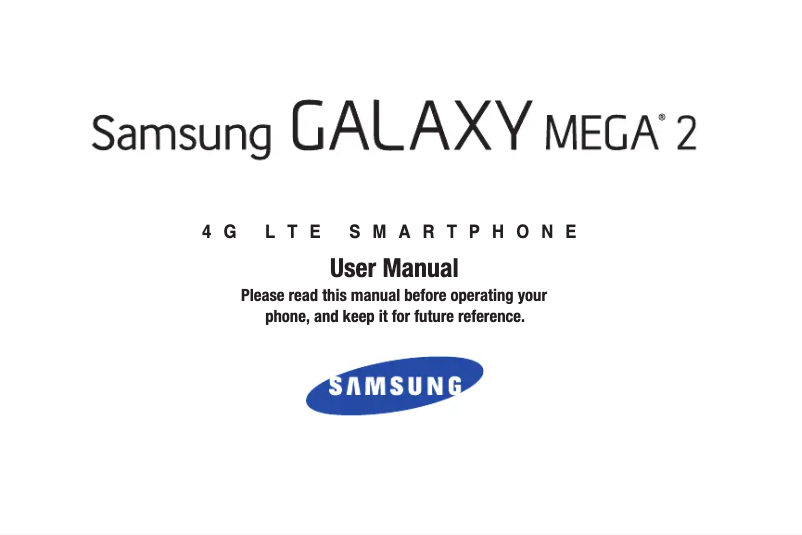 Image de la première page du manuel de l'appareil Galaxy Mega 2