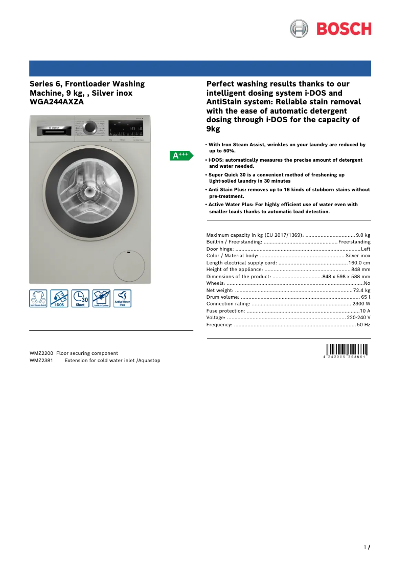 Image de la première page du manuel de l'appareil WGA244AXZA