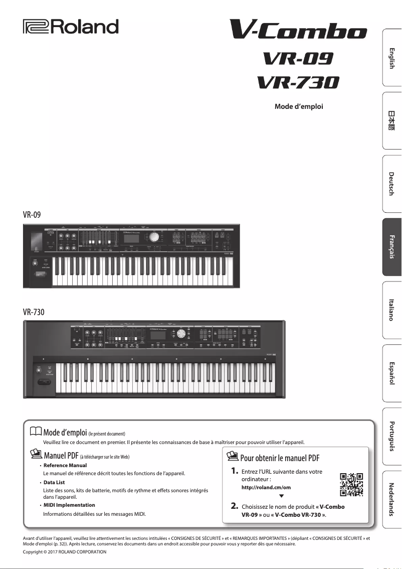 Page n°1 - Manuel utilisateur Roland V-Combo VR-730