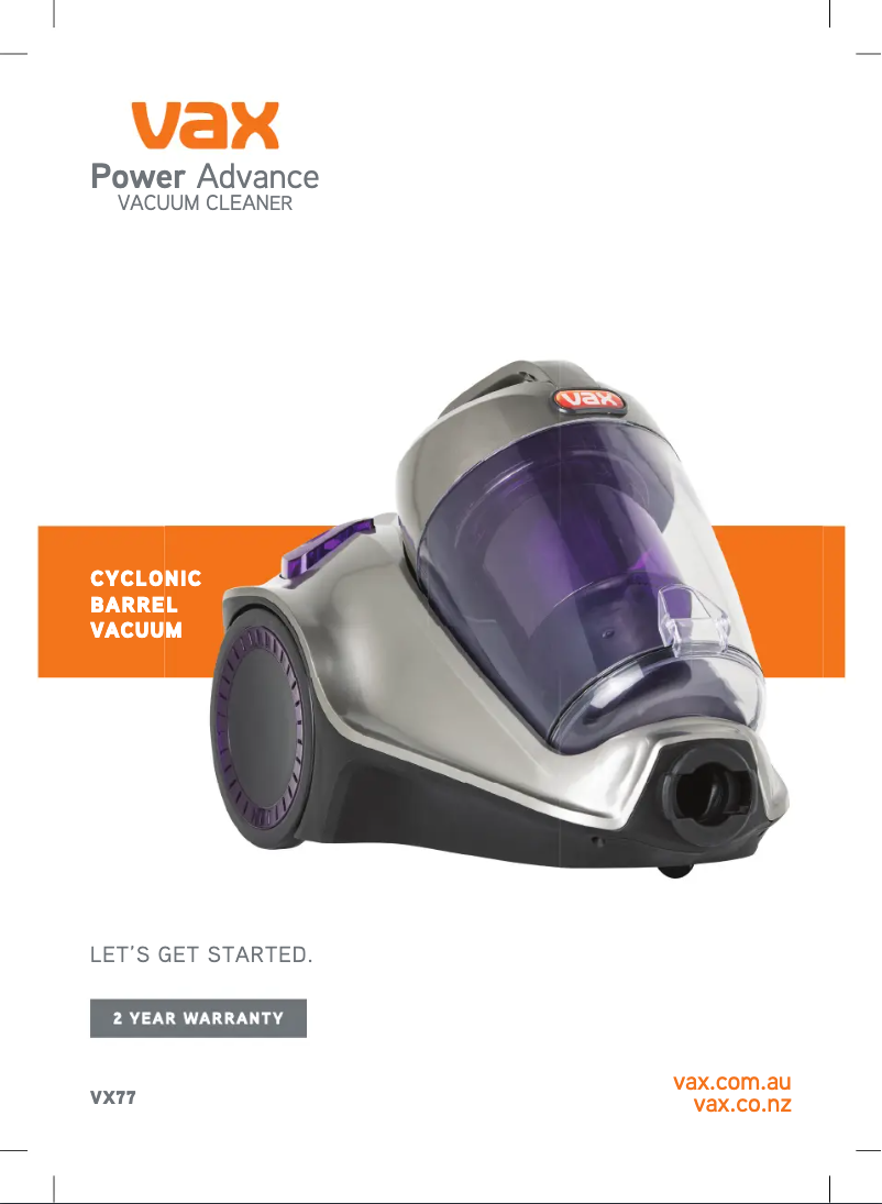 Página 1 del manual Manual de usuario Vax Power Advance VX77
