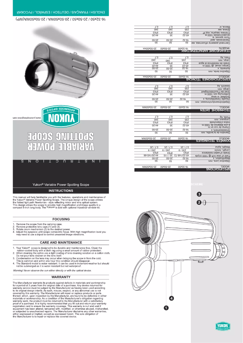 Page 1 de la notice Manuel utilisateur Yukon 20-50x50 WA