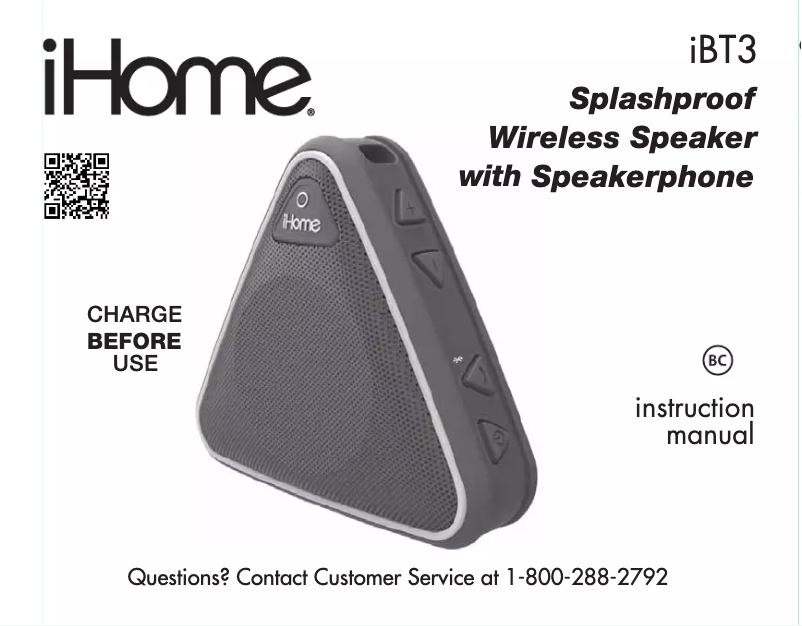 Page n°1 - Manuel utilisateur iHome iBT3