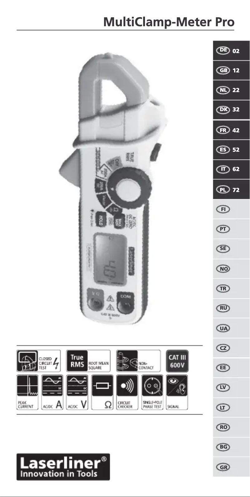 Page 1 de la notice Manuel utilisateur Laserliner MultiClamp-Meter