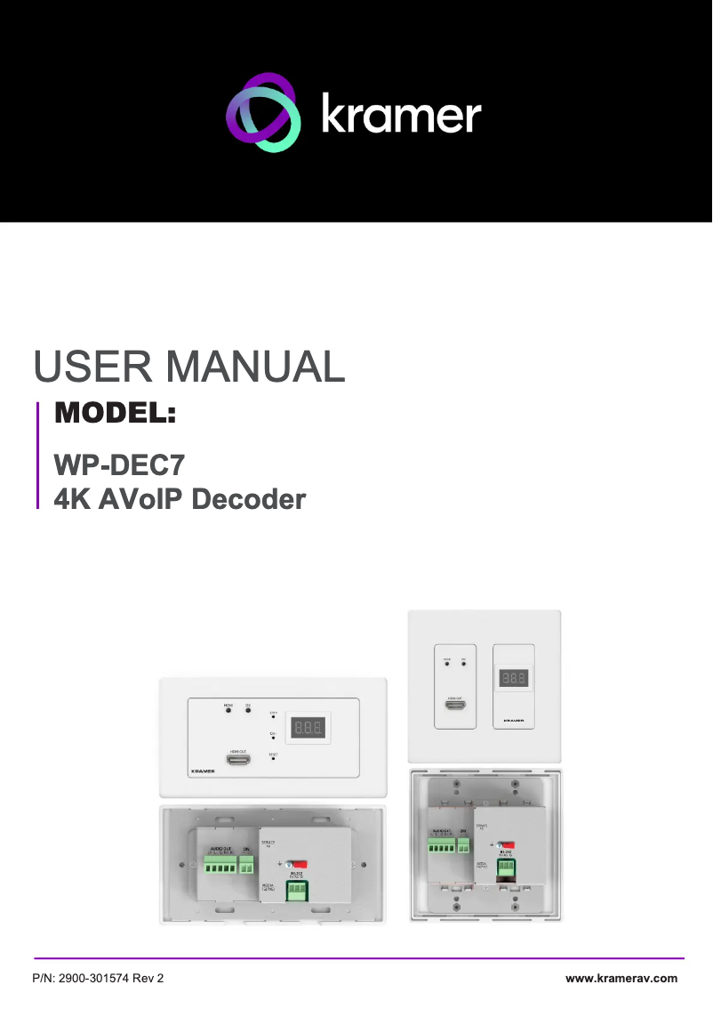 Page n°1 - Manuel utilisateur Kramer WP-DEC7