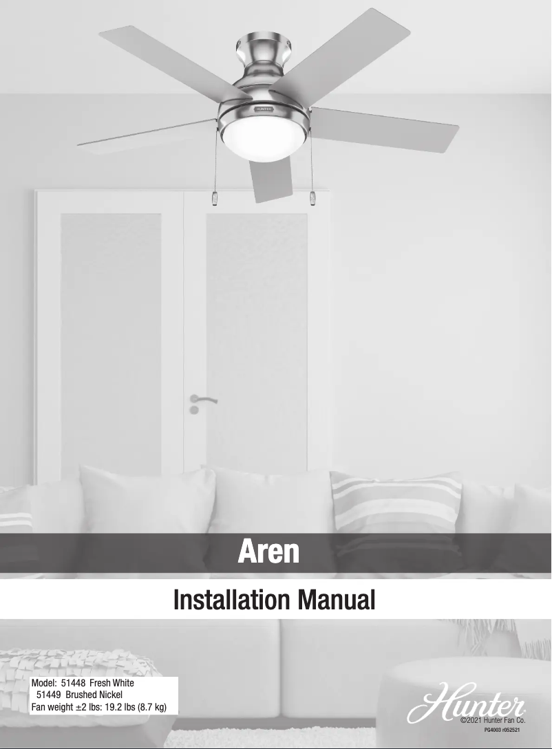 Page 1 de la notice Manuel utilisateur Hunter Aren