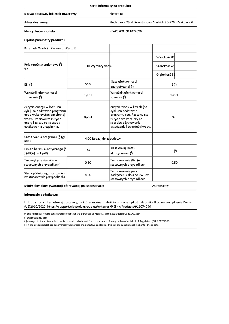 Page 1 de la notice Manuel utilisateur Electrolux KEAC3200L