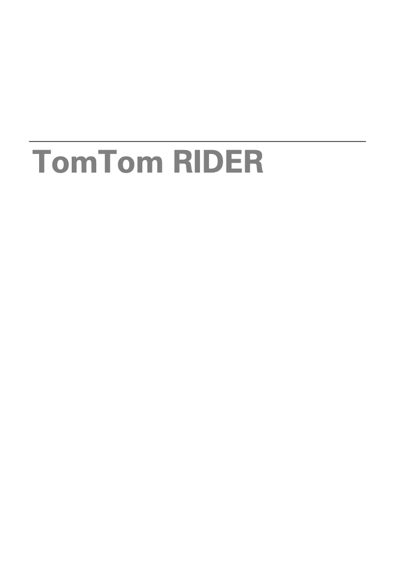 Page n°1 - Manuel utilisateur TomTom Rider 2nd Edition