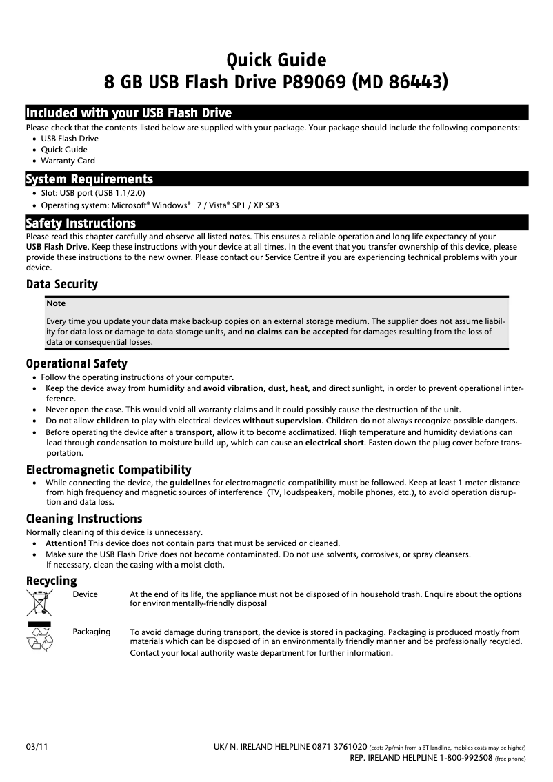 Page 1 de la notice Manuel utilisateur Medion LIFE P89069 (MD 86443)