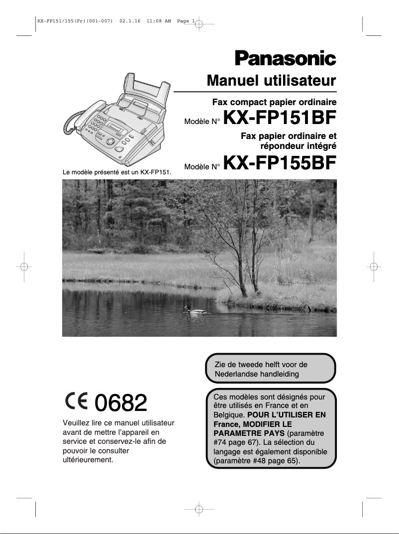 Image de la première page du manuel de l'appareil KX-FP155BF