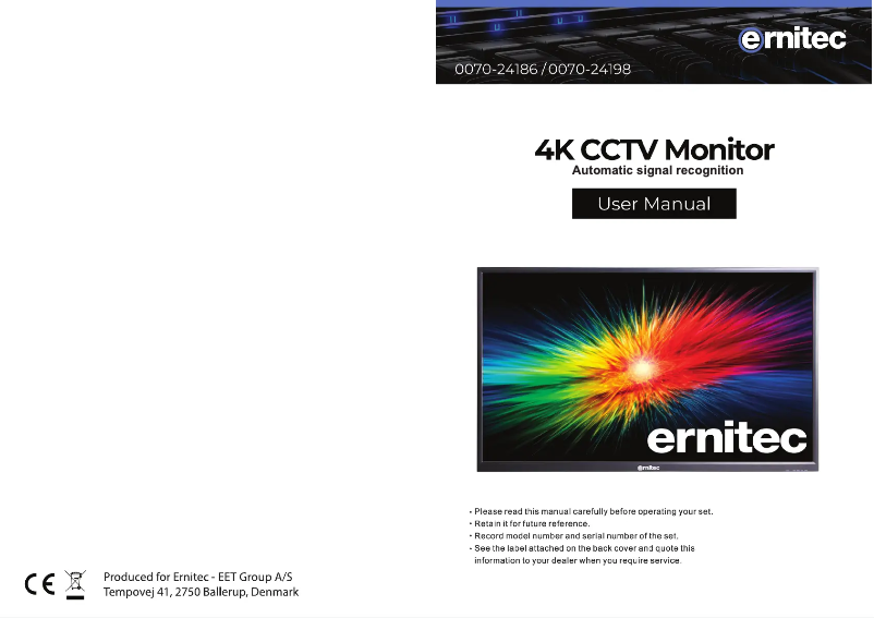 Page 1 de la notice Manuel utilisateur Ernitec 0070-24198
