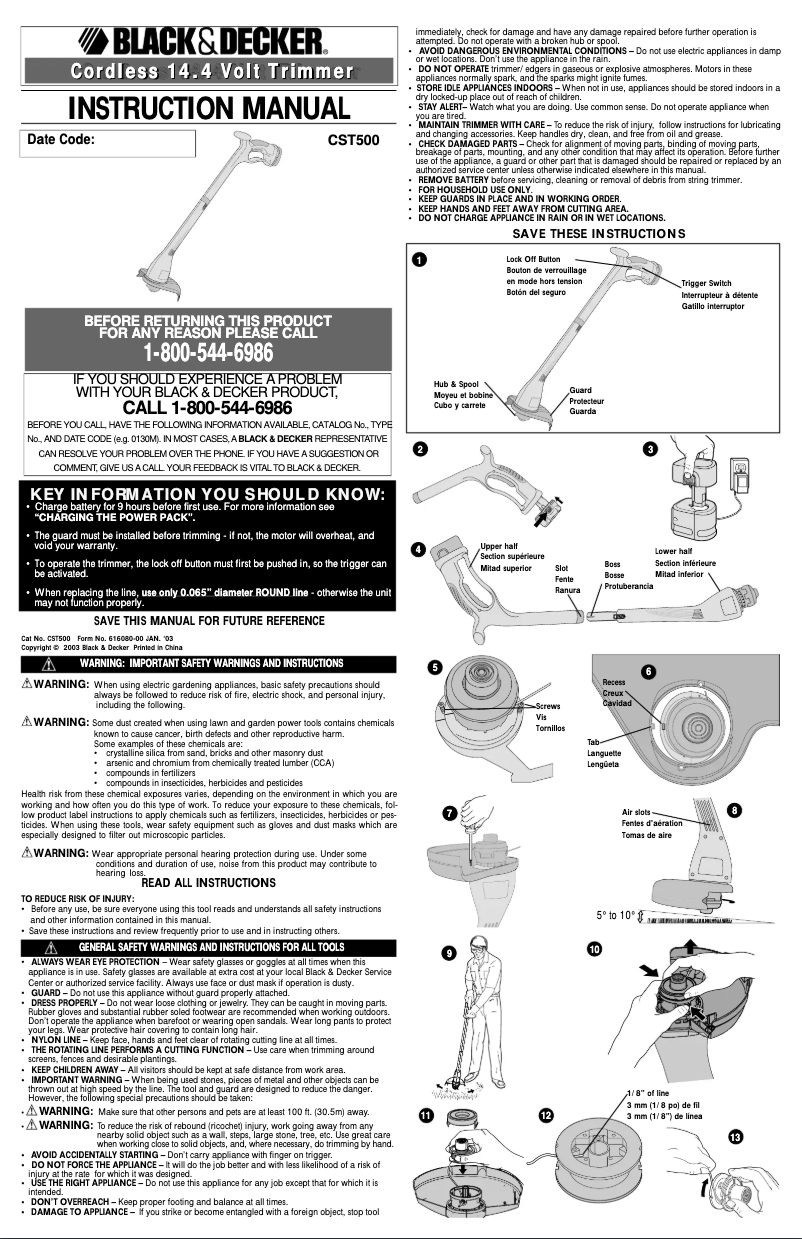 Page n°1 - Manuel utilisateur Black & Decker CST500