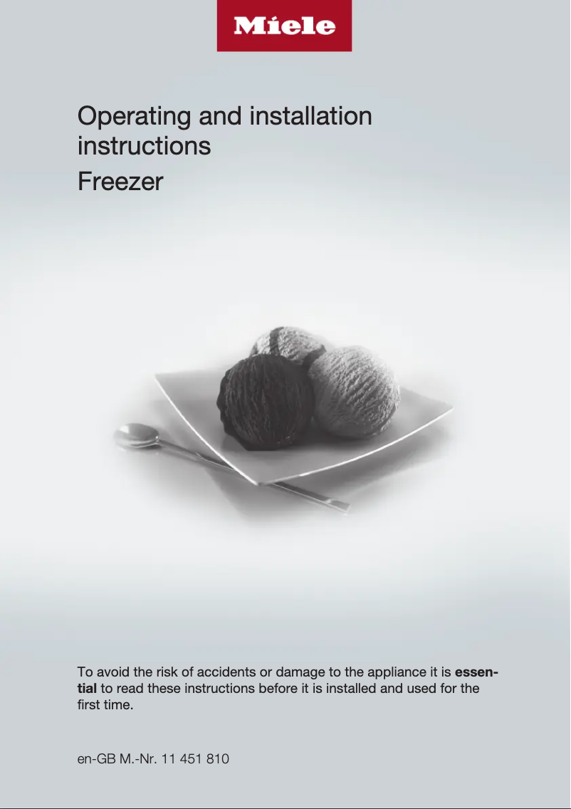 Page 1 de la notice Guide d'installation Miele FNS 37492 iE