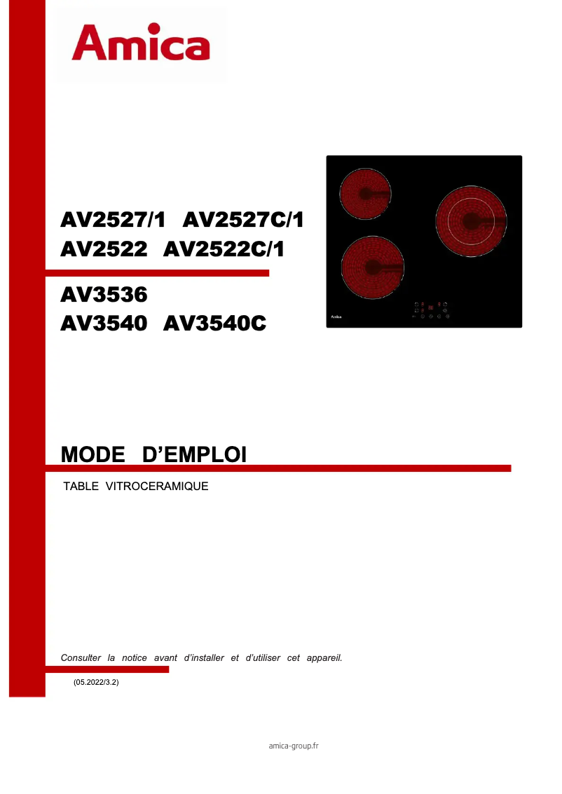 Page n°1 - Manuel utilisateur Amica AV3536