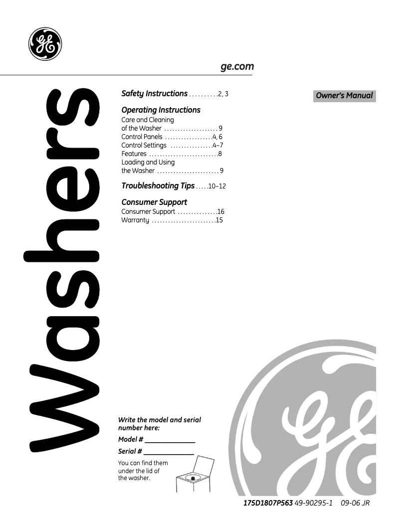 Image de la première page du manuel de l'appareil WSRE5260DWW