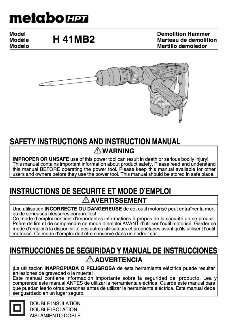 Page n°1 - Manuel utilisateur Metabo H 41MB2