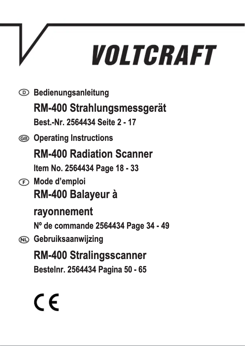 Page 1 de la notice Manuel utilisateur Voltcraft RM-400