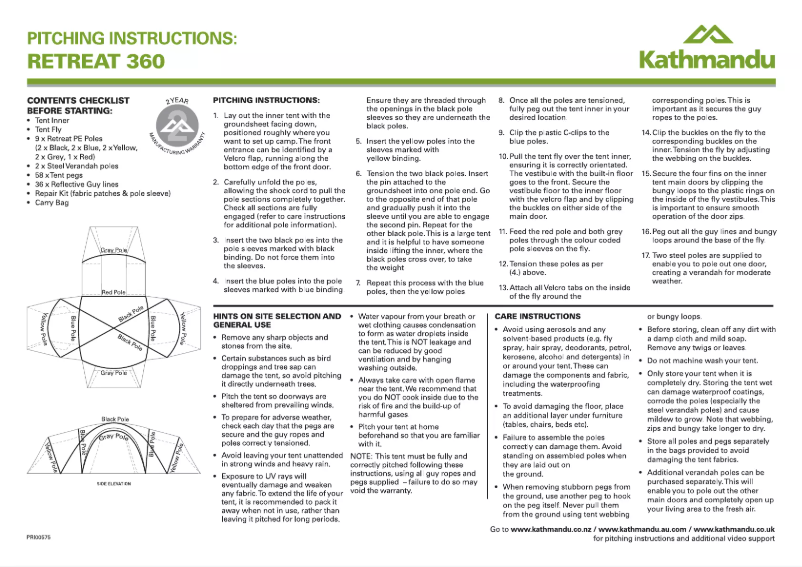 Page n°1 - Manuel utilisateur Kathmandu Retreat 360