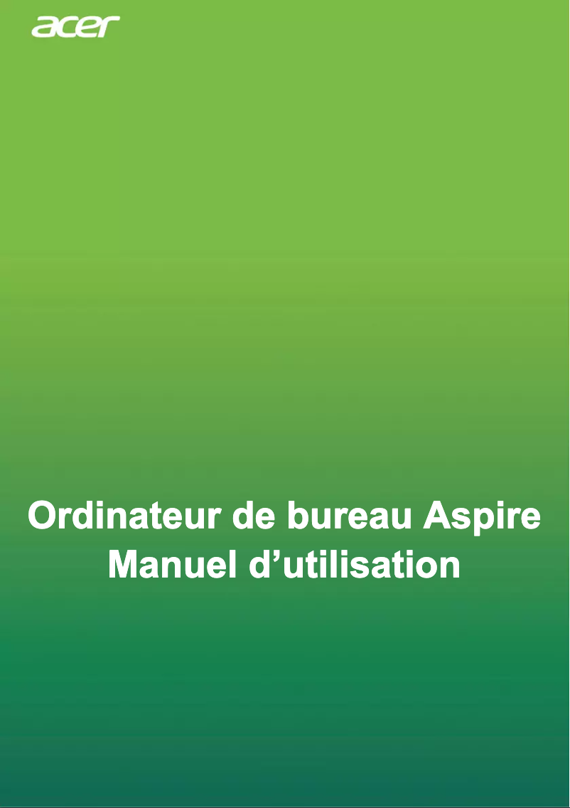 Page 1 de la notice Manuel utilisateur Acer Aspire XC-1660G