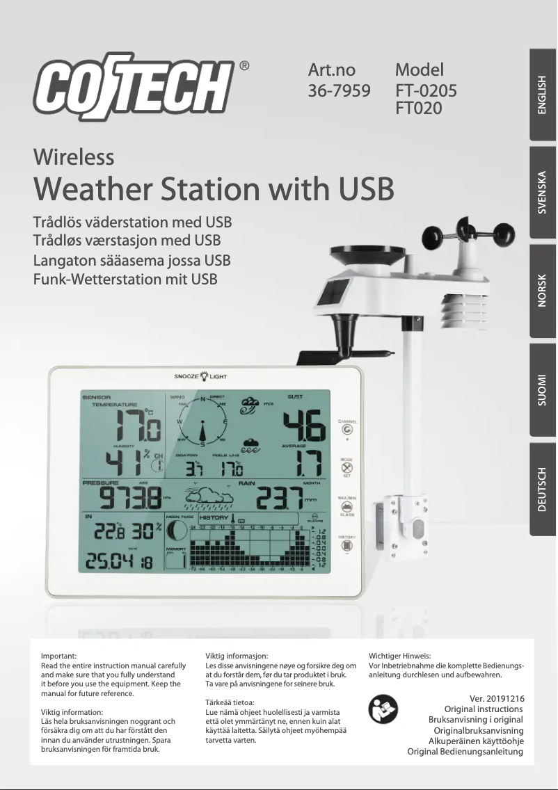 Imagen de la primera página del manual del dispositivo FT-0205