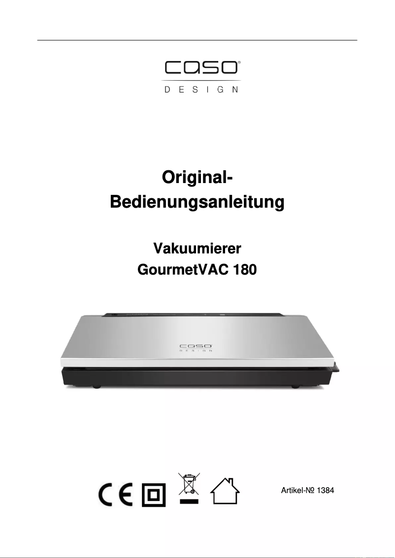 Imagen de la primera página del manual del dispositivo GourmetVAC 180